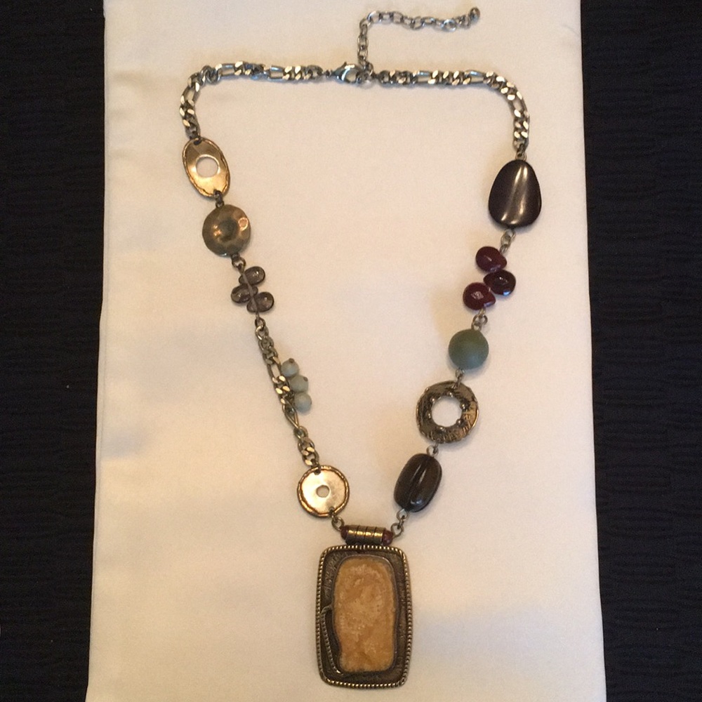 Handcrafted Metal Necklace with Stone
